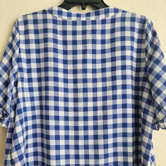 Topshop Boho Houndstooth Fall crop Vneck  top,blue Milkmaid Western Cowgirl 10 - Picture 6 of 6